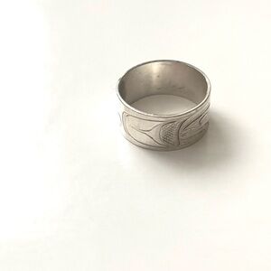Sterling silver orca indigenous ring